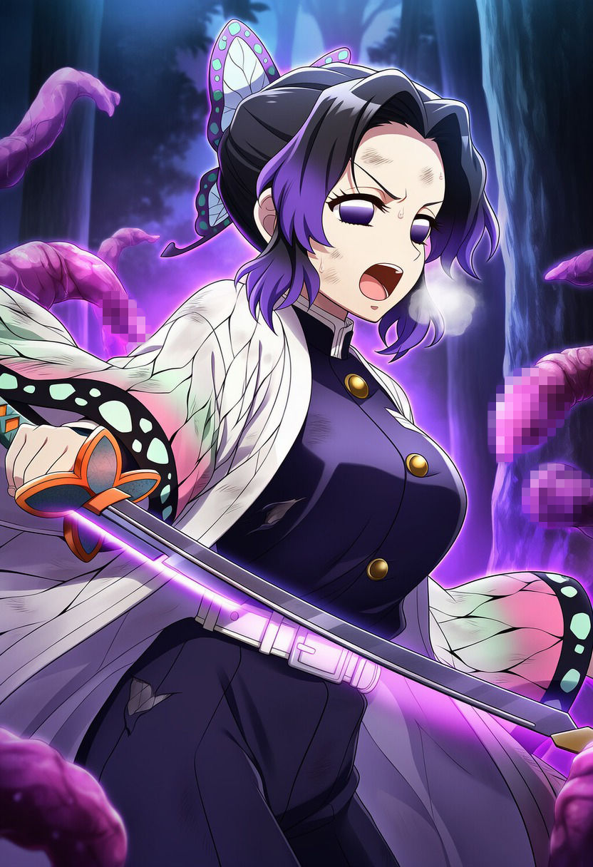 サンプル画像4:胡蝶し●ぶ vs ぬるぬる触手(Nakki_触手・ヒロピン) [d_715735]