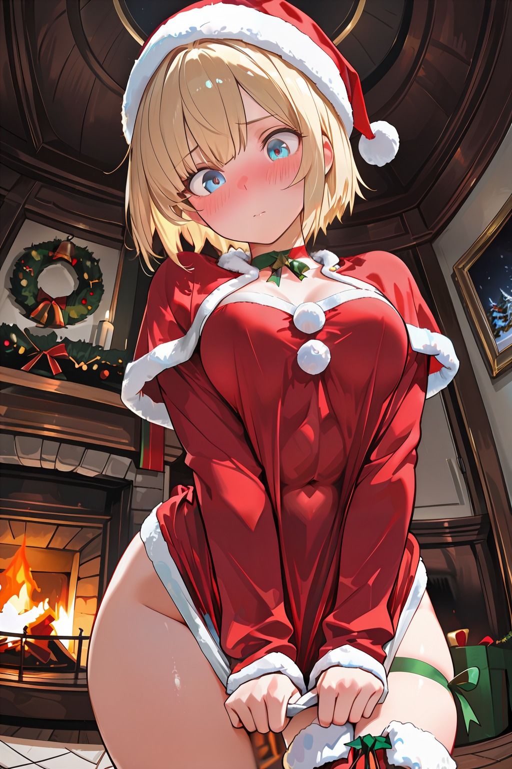 サンプル画像3:ブロンドショートのサンタコスプレ(長ネギ粘菌) [d_715893]