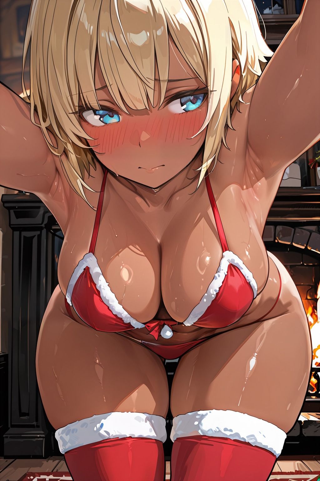 サンプル画像5:ブロンドショートのサンタコスプレ(長ネギ粘菌) [d_715893]