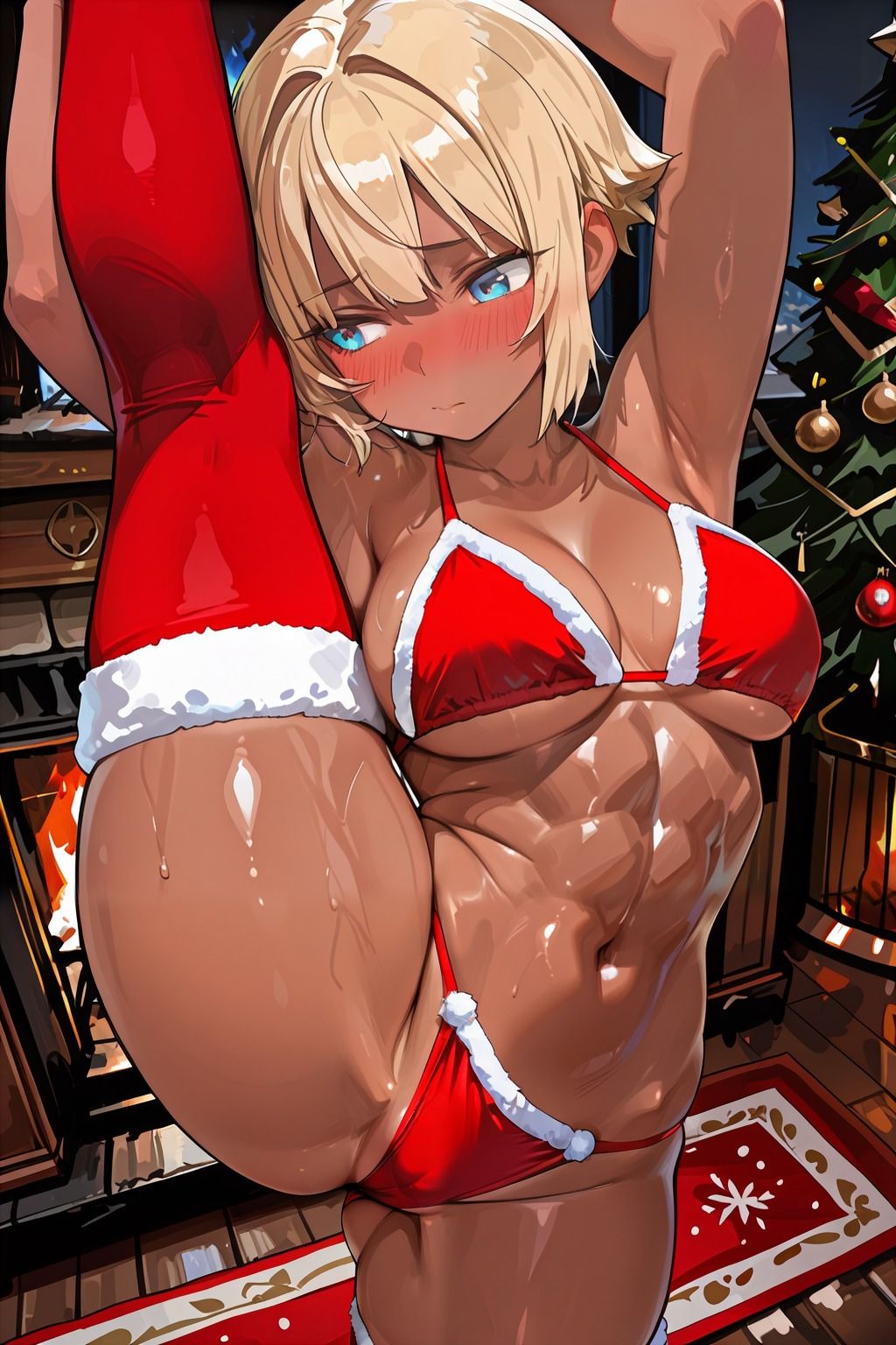 ブロンドショートのサンタコスプレ 画像6