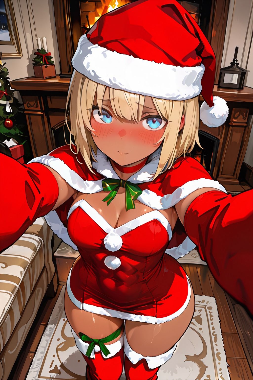 ブロンドショートのサンタコスプレ 画像8