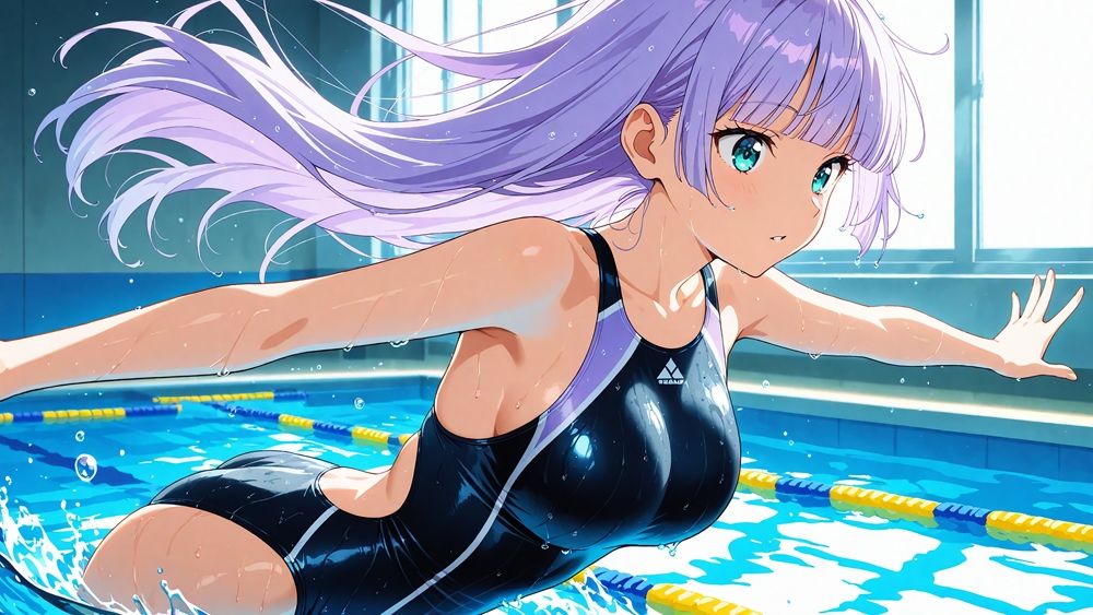 【4K】紫髪ツイン茶髪の爆乳水泳部員が新任コーチと孕ませレッスン 画像4