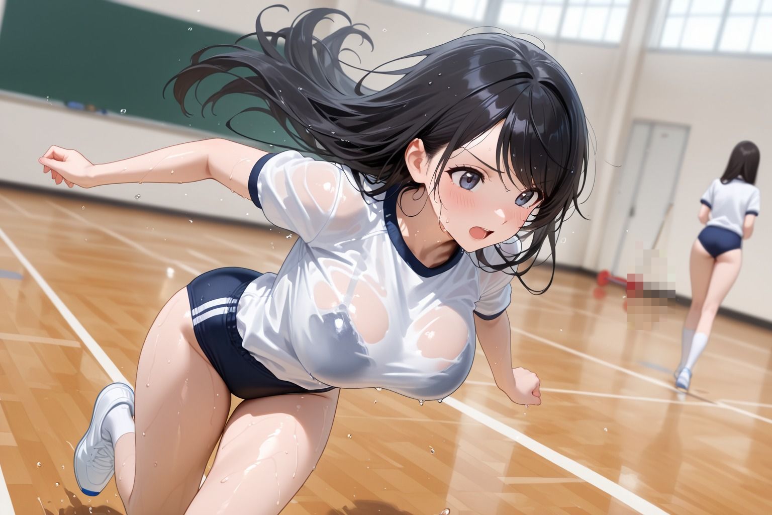 デブ教師の汗と精子にまみれた性教育を受けるブルマ女子 画像1