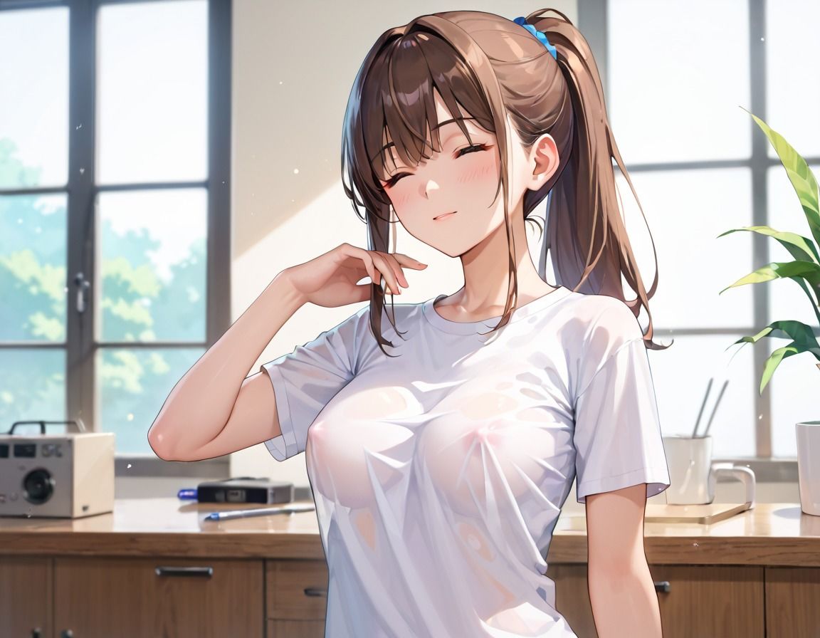 はちきれそうなノーブラで視線を奪う 清楚系成人の無防備な着衣巨乳 画像2