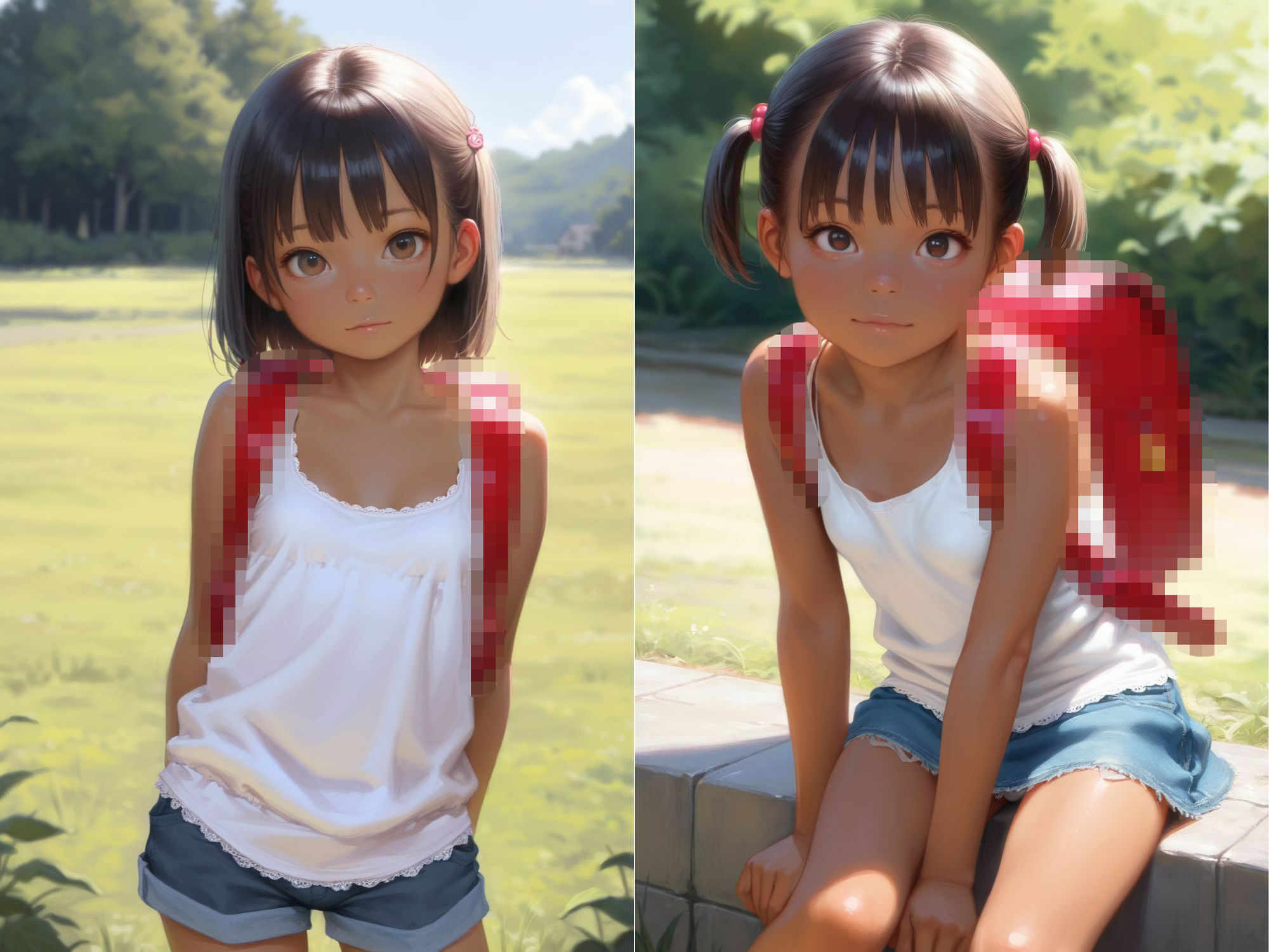 【エロ漫画】褐色肌のちっぱい下校少女1