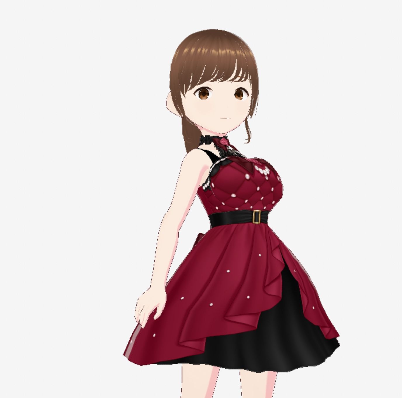 赤いドレスの巨乳のお姉さん（セリフなし  3DCGモデル  イラスト集） 画像1