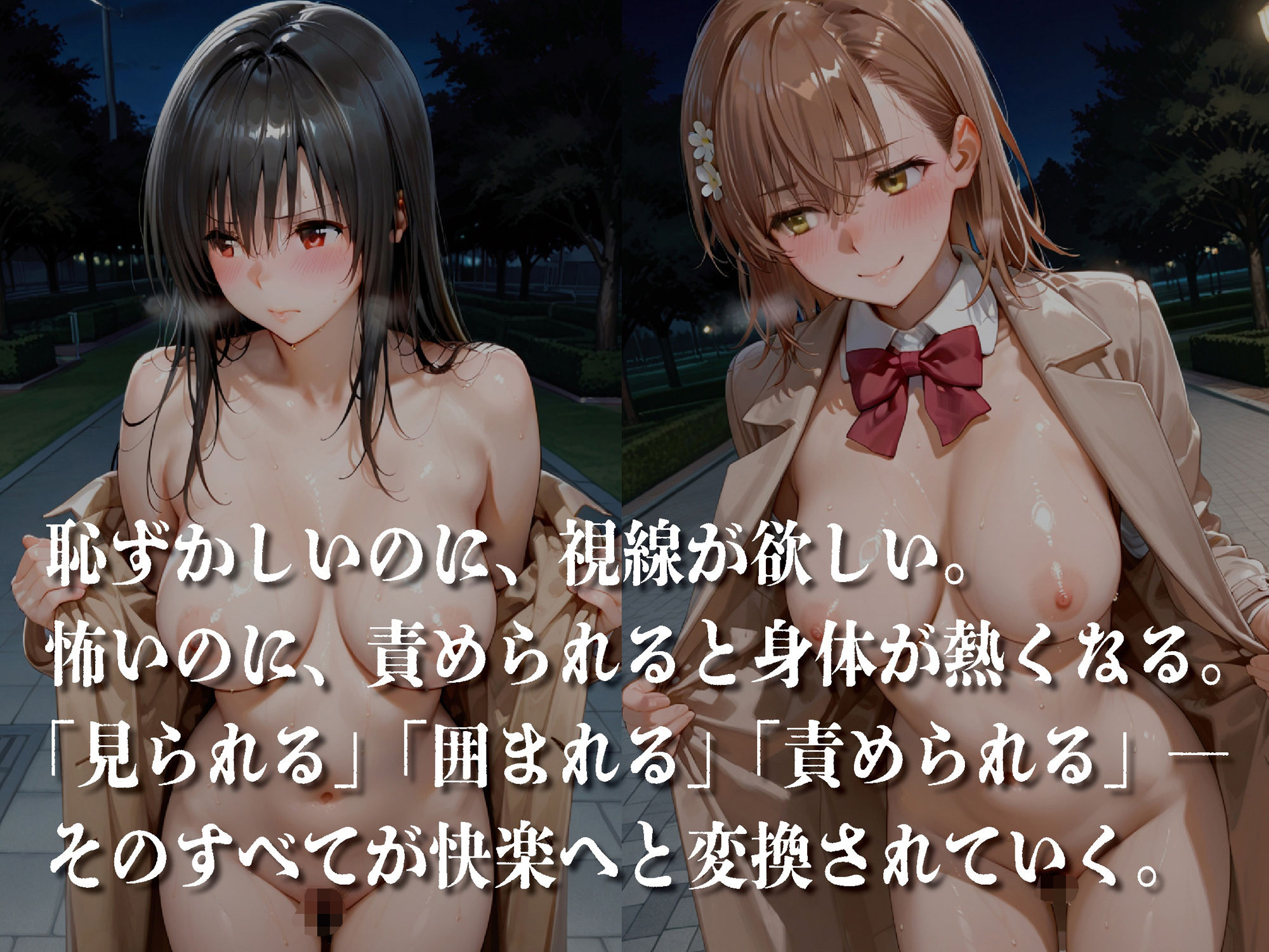 サンプル画像1:露出狂 ―野外でサラリーマンたちに見られ、責められる女―【豪華CG500枚収録(奪われた純愛) [d_716640]