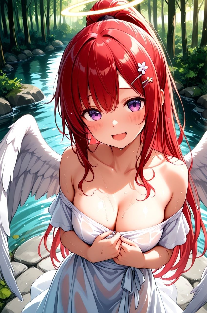 拾った美少女天使にエッチなこと教えたらドハマりしちゃっていつまでも天界に帰れるのに帰らないお話3 水浴編 画像1