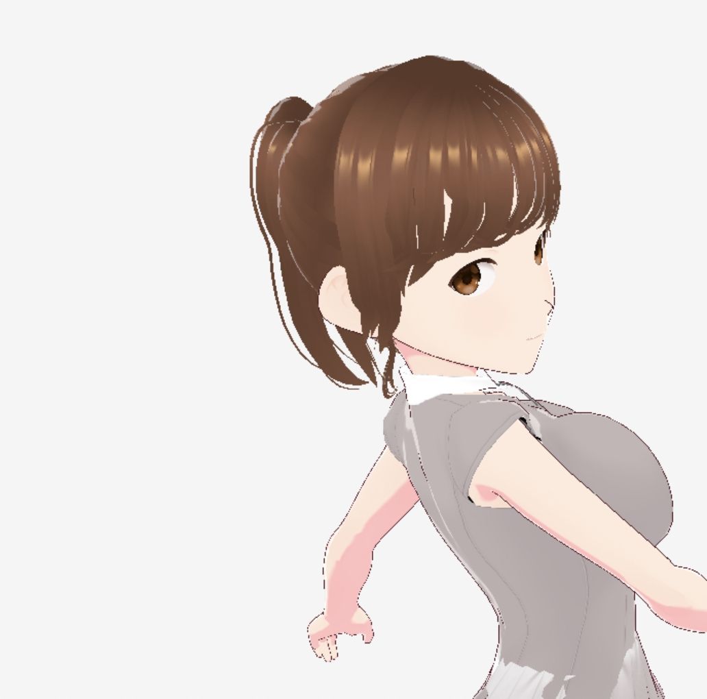 サンプル画像3:グレーと茶色の真ん中のような色の服のお姉さん（セリフなし  3DCGモデル  イラスト集）(シックススイートナイン) [d_716916]