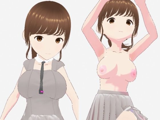 グレーと茶色の真ん中のような色の服のお姉さん（セリフなし  3DCGモデル  イラスト集）【シックススイートナイン】