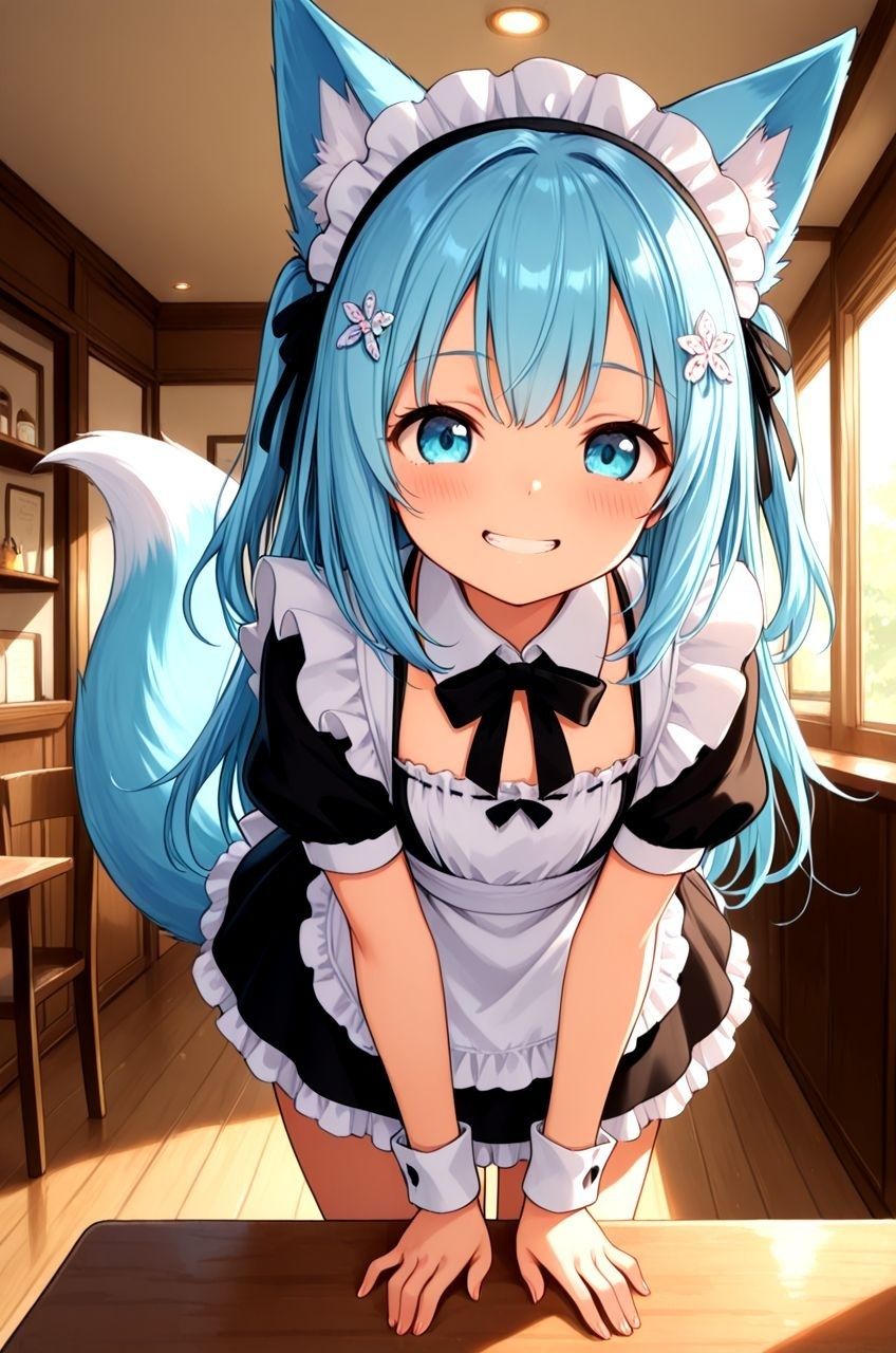 【エロ漫画】ちっぱいケモミミメイド喫茶のメイドたちとイチャイチャえっちしちゃうお話 〜発情した見習いメイドちゃんが、ご主人様にはじめてをおねだりしてきた件〜1