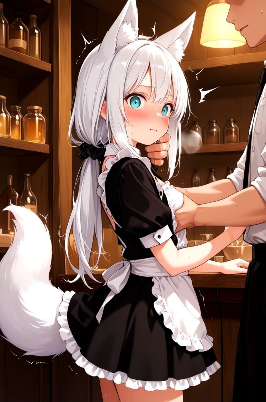 【エロ漫画】ちっぱいケモミミメイド喫茶のメイドたちとイチャイチャえっちしちゃうお話 〜発情した見習いメイドちゃんが、ご主人様にはじめてをおねだりしてきた件〜2