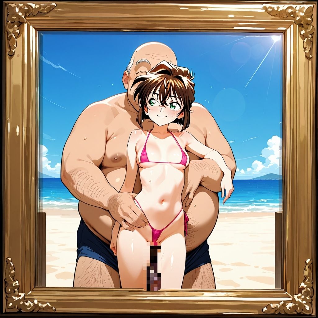 【エロ漫画】名探偵コ〇ン、灰〇哀とキモおじさんハメハメアイランド5