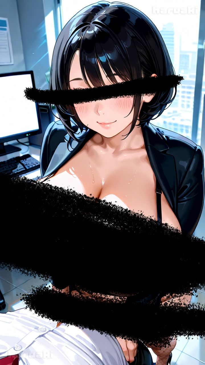 サンプル画像5:【AIアニメ巨乳美女写真集】Vol.2仕事前にすっきりさせてくれる黒髪秘書_再掲(はるあき/AIart) [d_717221]