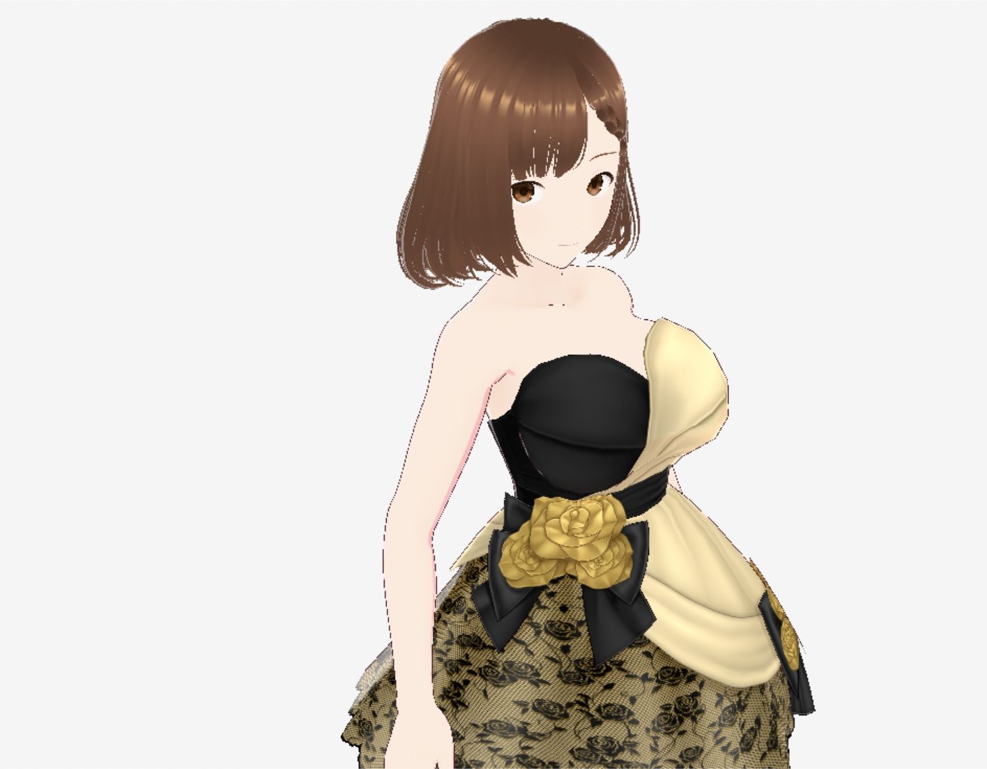 ブラック&ゴールドなドレス姿(セリフなし 3DCGモデル イラスト集) 画像3