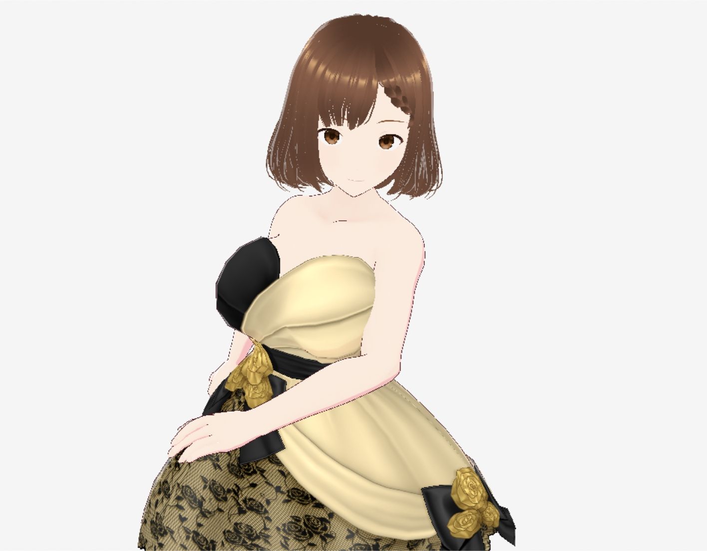 ブラック&ゴールドなドレス姿(セリフなし 3DCGモデル イラスト集) 画像4
