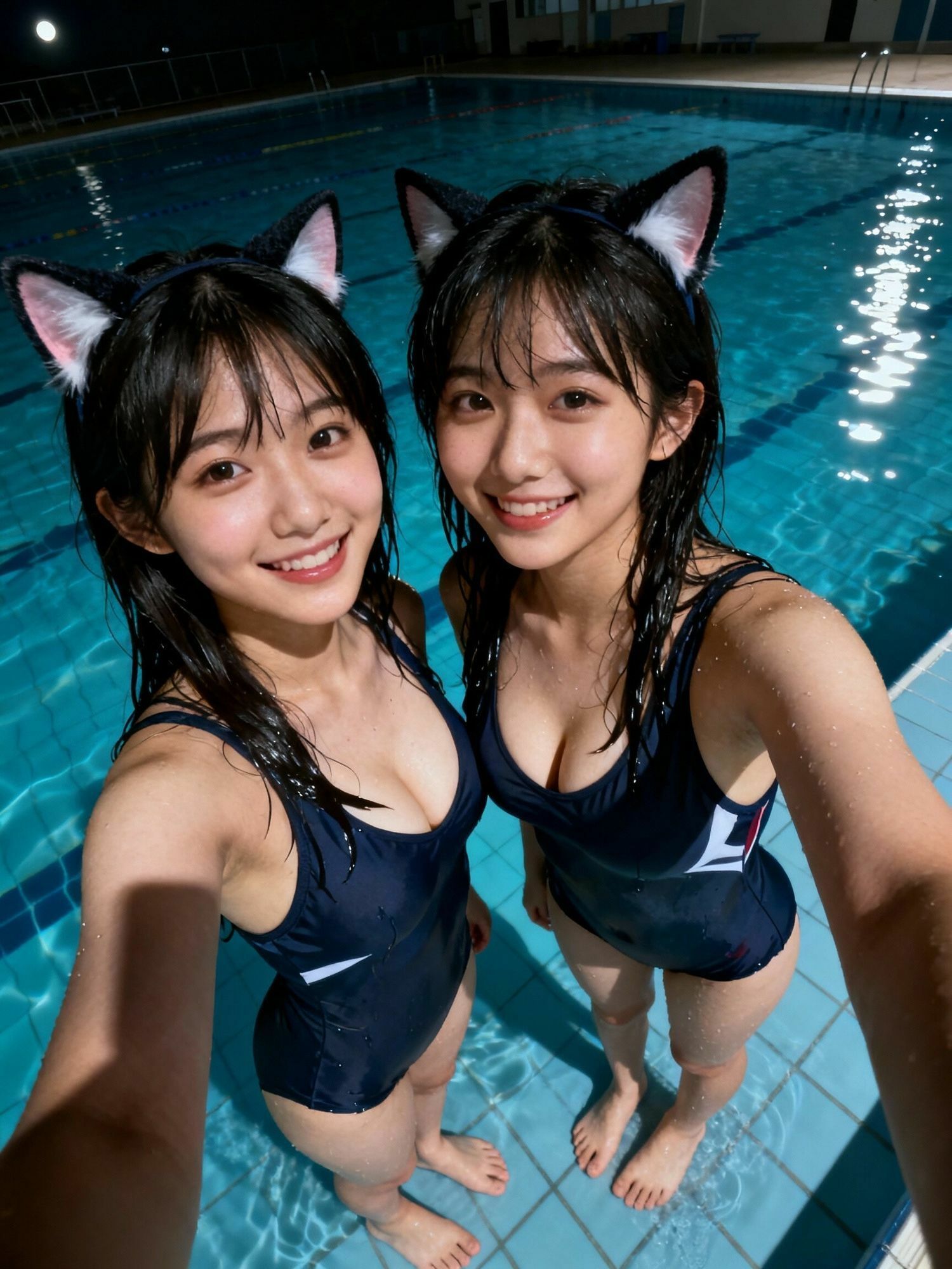 【PDF版】ネコ耳JKセルフィー in 月夜のプール 画像4