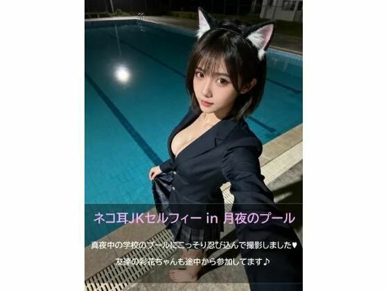 【PDF版】ネコ耳JKセルフィー in 月夜のプール 画像1