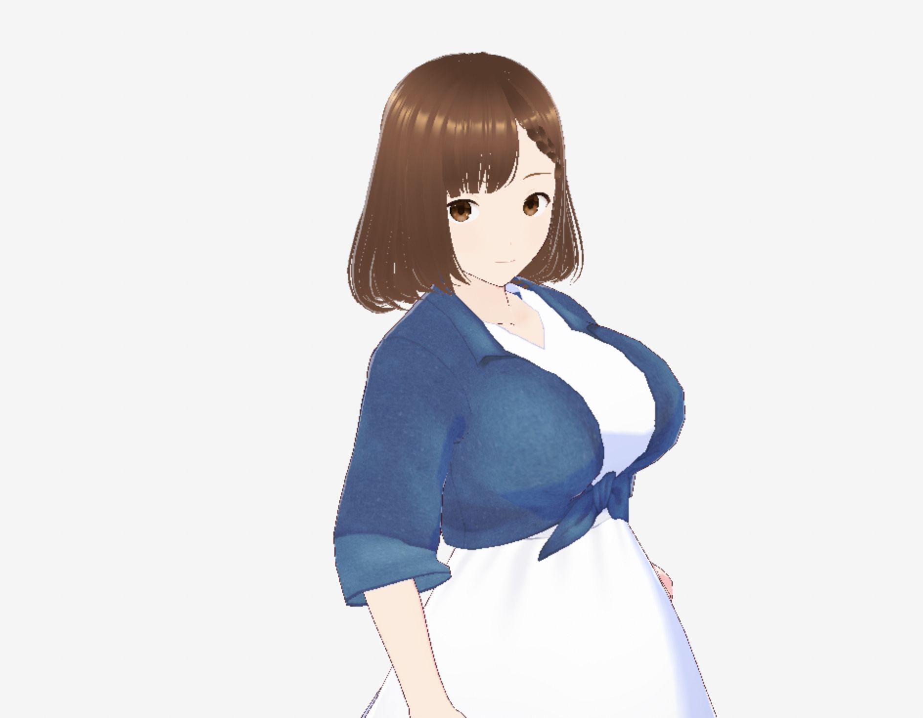 サンプル画像3:白いワンピースにデニムを羽織ったデートファッションのお姉さん（セリフなし  3DCGモデル  イラスト集）(パイアールフロンティア) [d_718071]