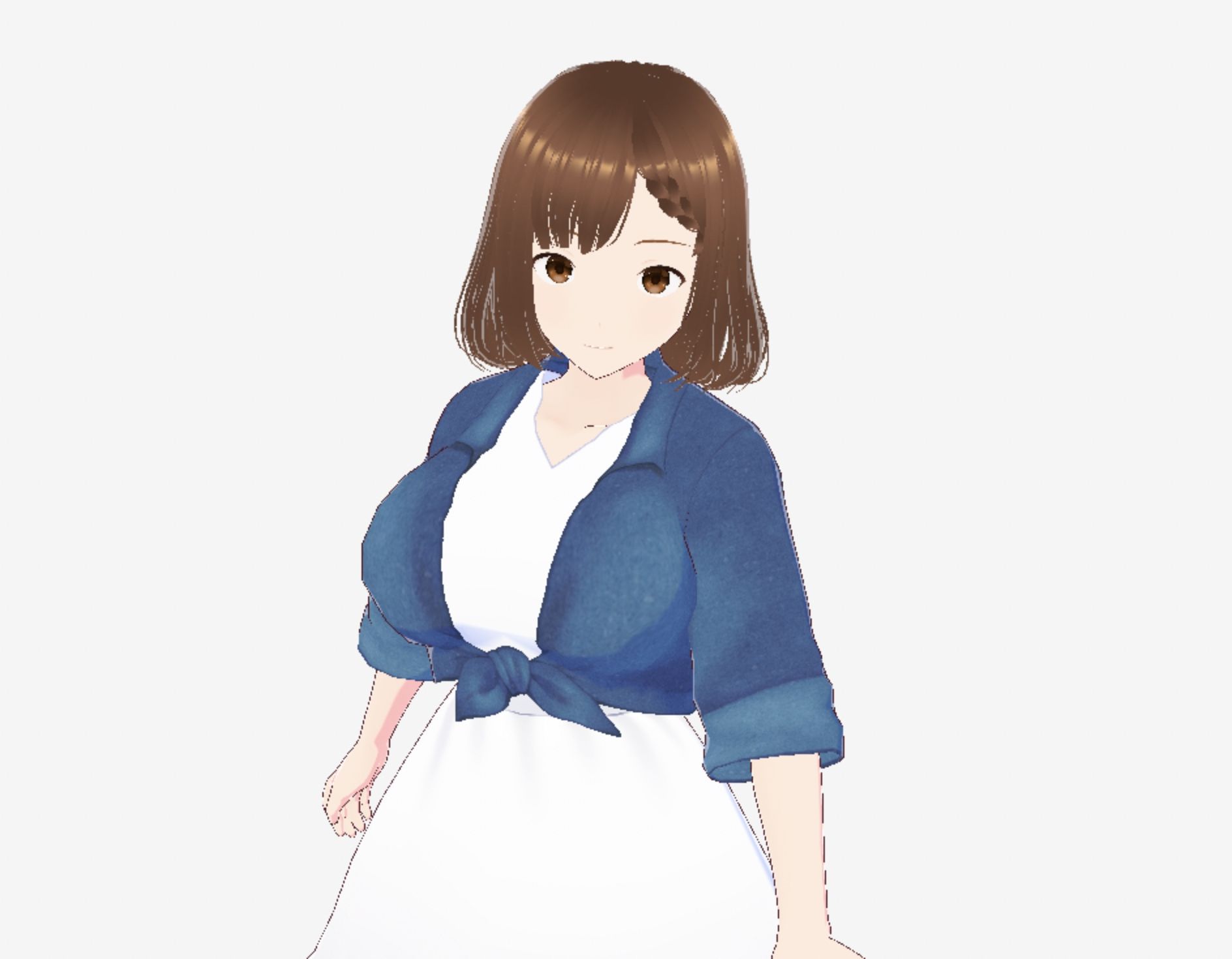 サンプル画像4:白いワンピースにデニムを羽織ったデートファッションのお姉さん（セリフなし  3DCGモデル  イラスト集）(パイアールフロンティア) [d_718071]