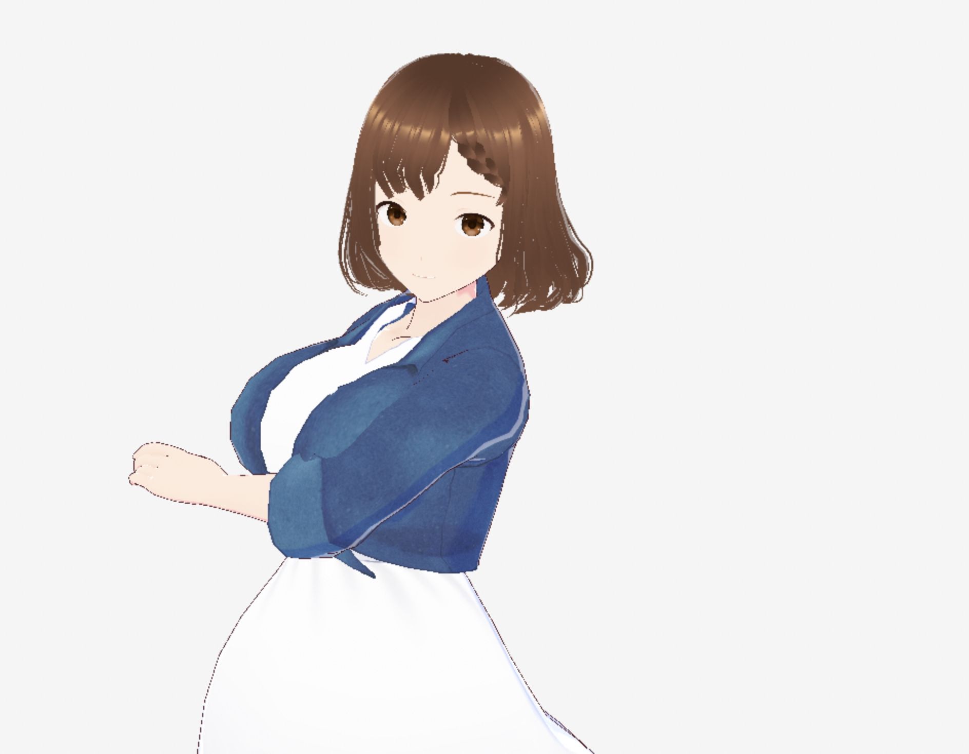 白いワンピースにデニムを羽織ったデートファッションのお姉さん（セリフなし  3DCGモデル  イラスト集） 画像5