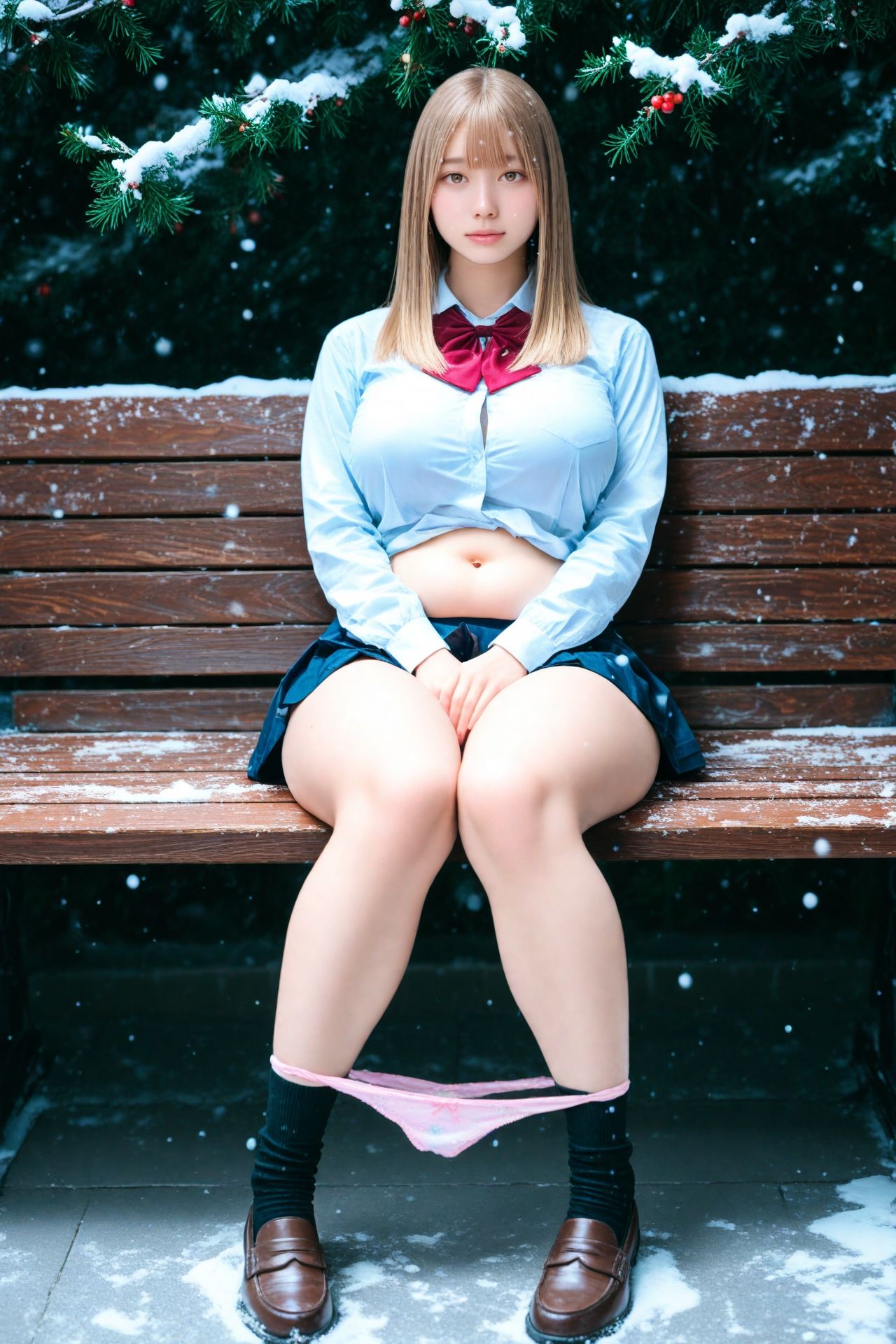 Snow J...3， 〜雪のベンチで魅せるパンチラショット集〜 画像8