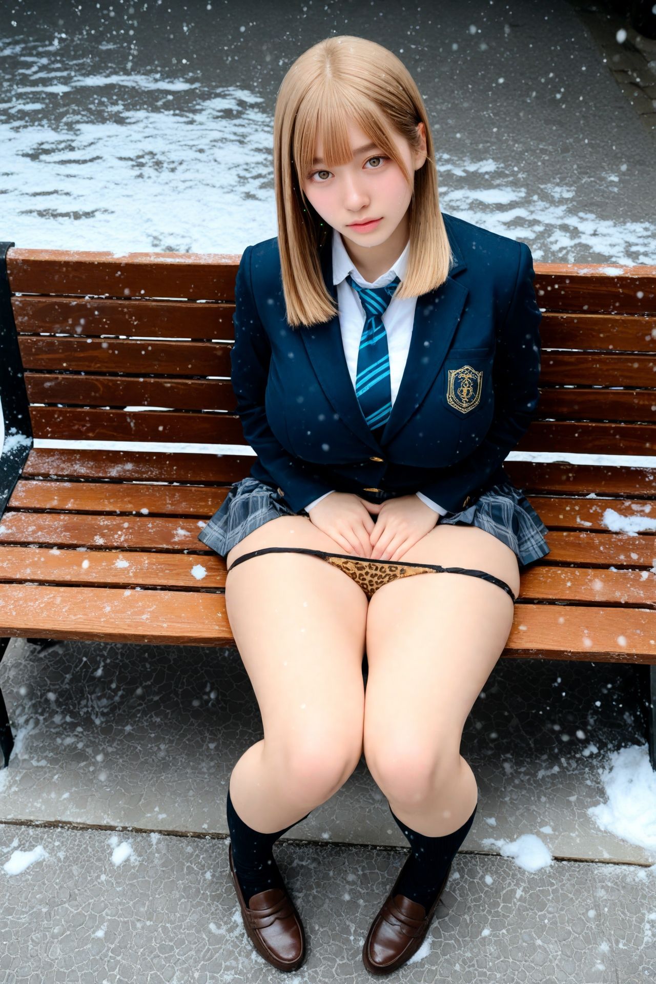 Snow J...3， 〜雪のベンチで魅せるパンチラショット集〜 画像10