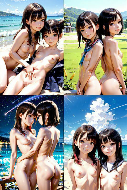 【エロ漫画】レズ美少女のエロすぎるラブラブ屋外デート【1024x1536高画質！SDXL美麗画像215枚！】3