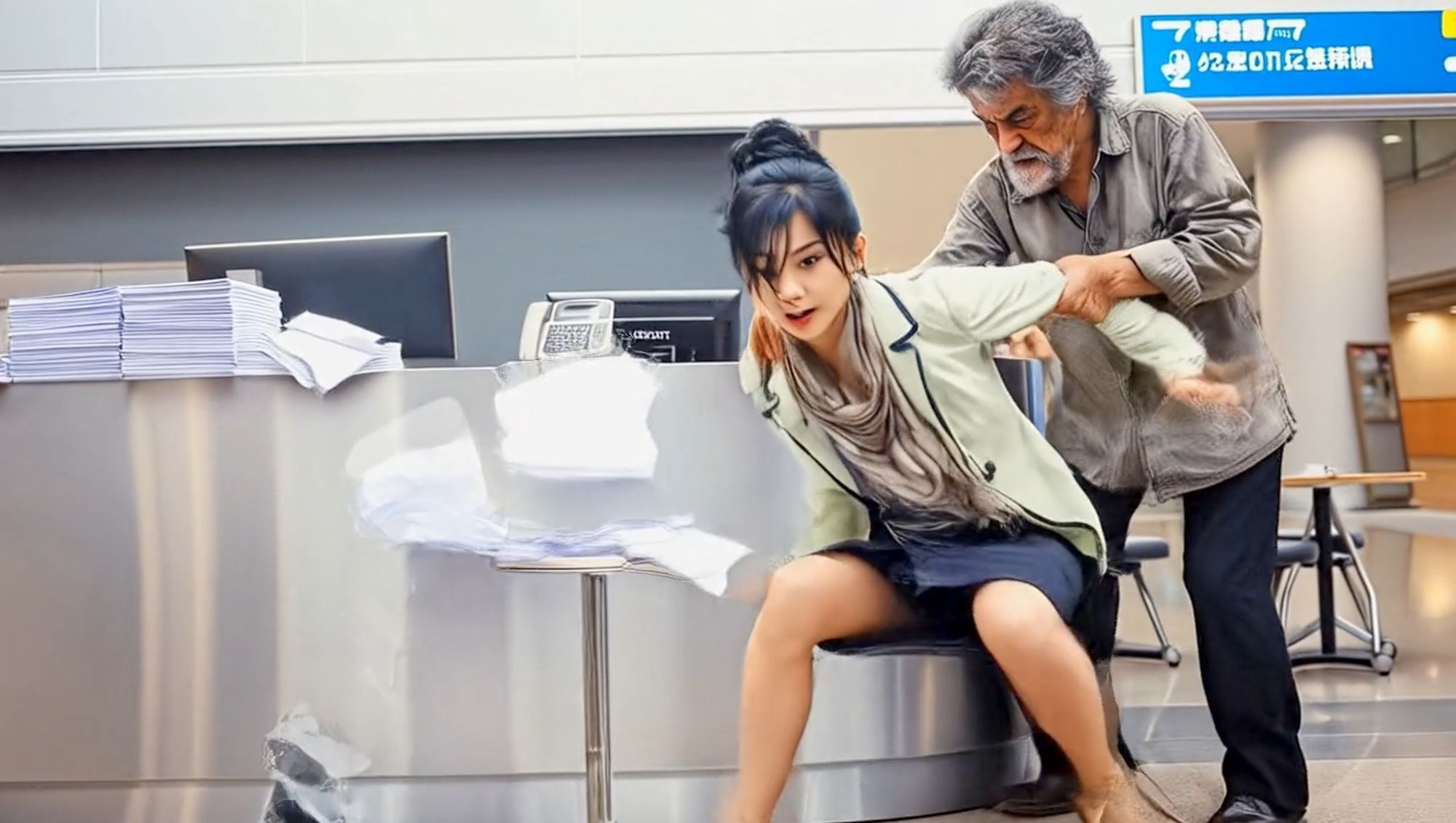 サンプル画像3:妄想 CA 空港グランドスタッフが狙われている AI生成動画(Artificial Intelligence iso) [d_718782]