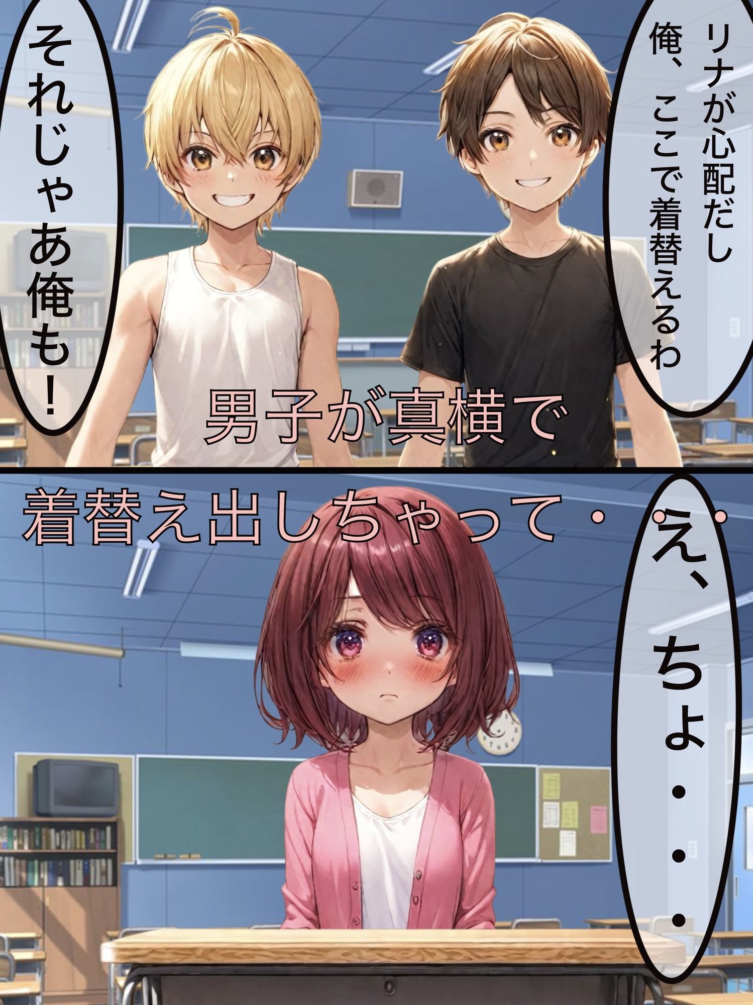 【エロ漫画】女子の横で着替えます2