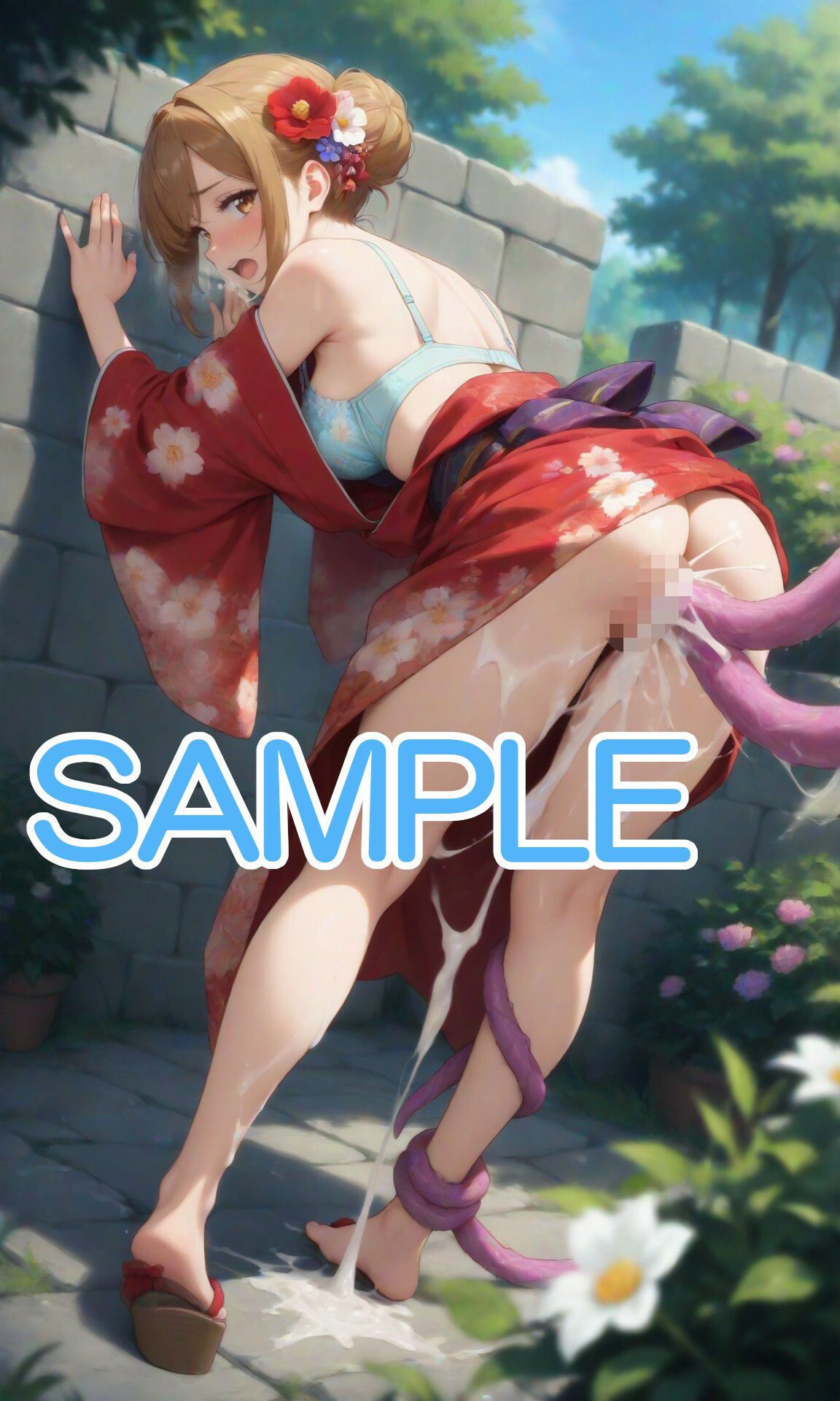 触手と浴衣な女の子 画像2