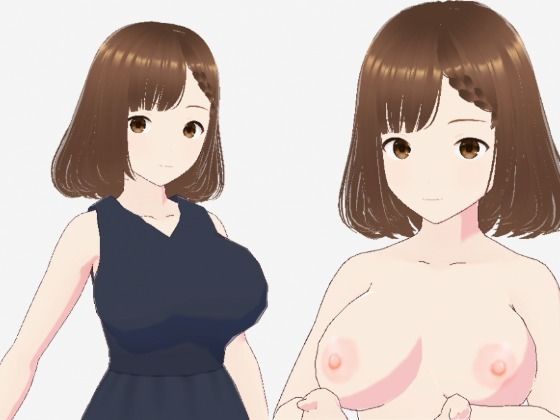 黒いワンピースの巨乳のお姉さん(セリフなし 3DCGモデル イラスト集)