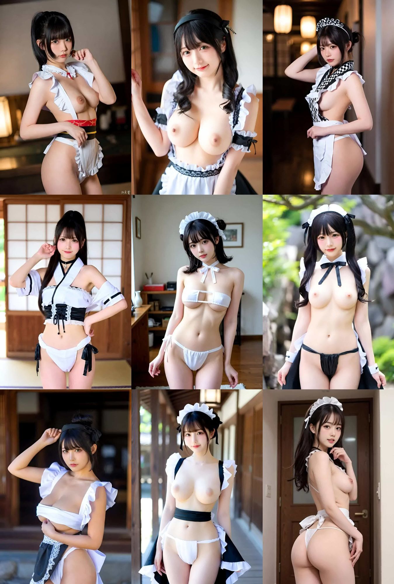 【エロ漫画】【166人】ふんどしメイドさんシリーズ vol.1・オムニバス動画 （オリジナル（6秒） × 2回 ＋ スロー（12秒））【約60分】2