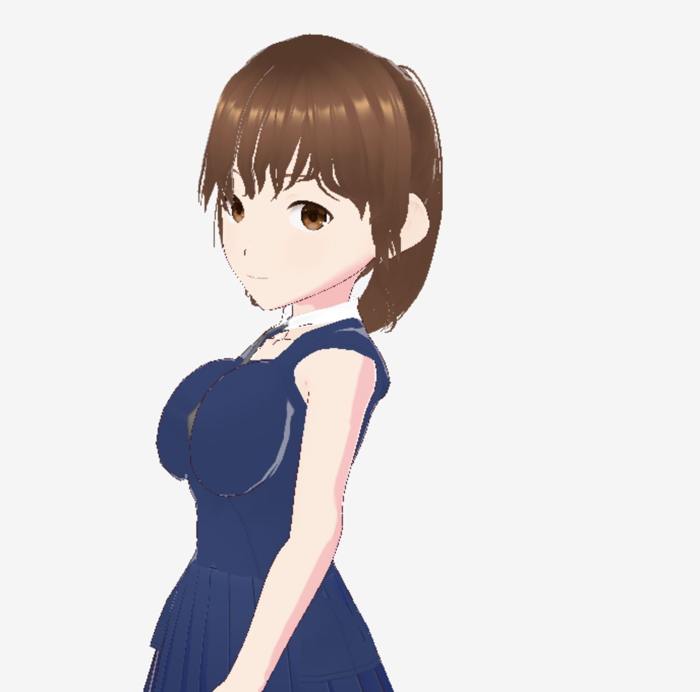 紺色の洋服を着た巨乳のお姉さん(セリフなし 3DCGモデル イラスト集) 画像2