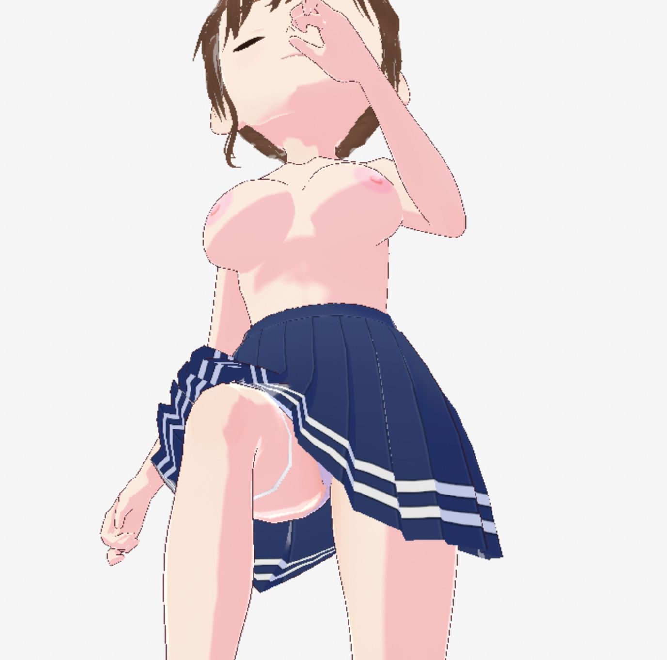 紺色の洋服を着た巨乳のお姉さん(セリフなし 3DCGモデル イラスト集) 画像7