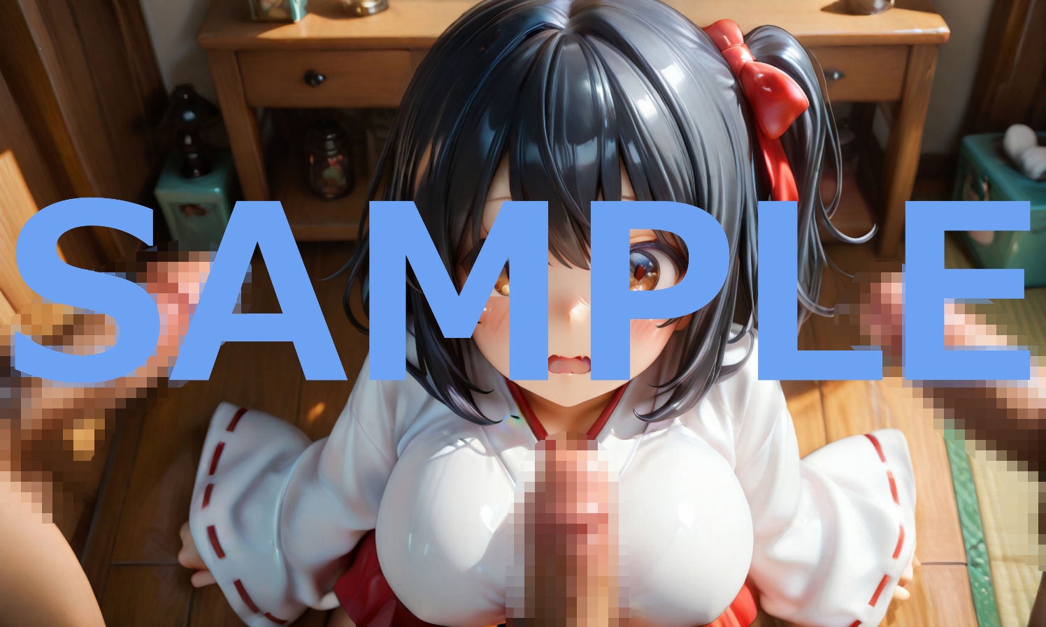 【エロ漫画】フィギュアぽいのぶっかけCG  巫女コスプレ1