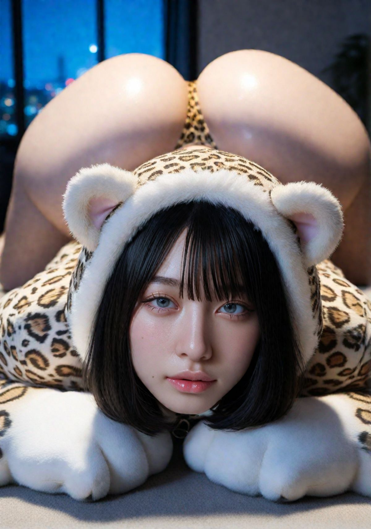 サンプル画像2:ヒョウ柄着ぐるみ彼女がエロカワ過ぎた件(miyochinAI) [d_720443]