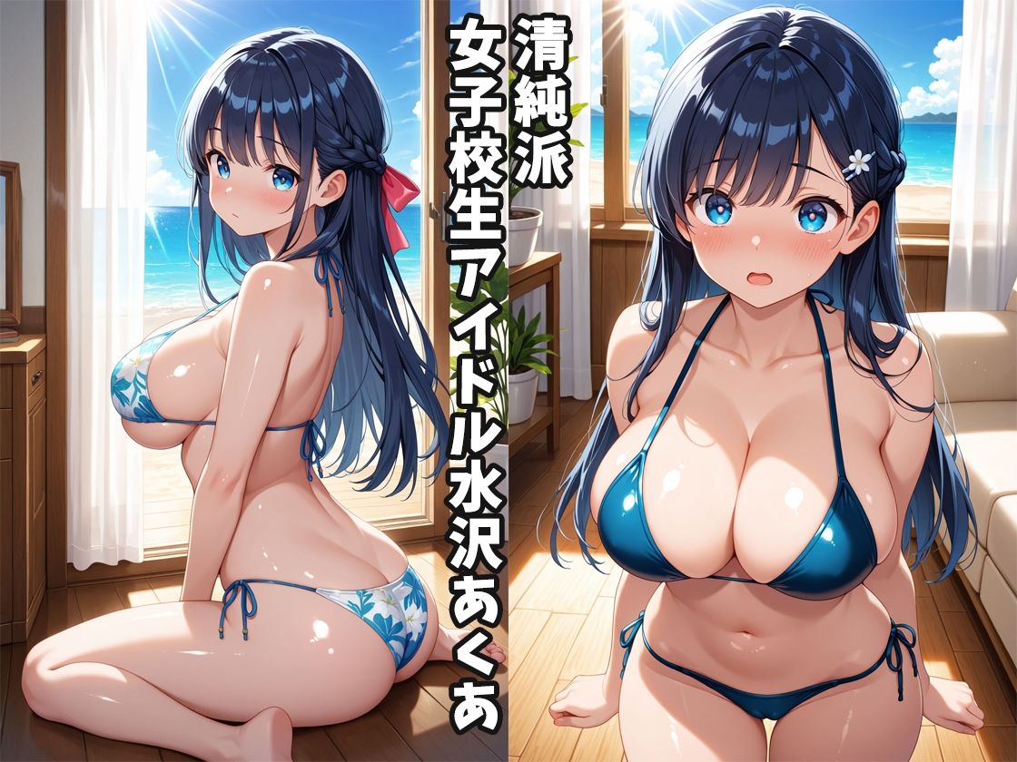 サンプル画像1:女子校生アイドル水沢あくあ、水着グラビアの舞台裏画像大流出！(ばななぷりん) [d_720817]