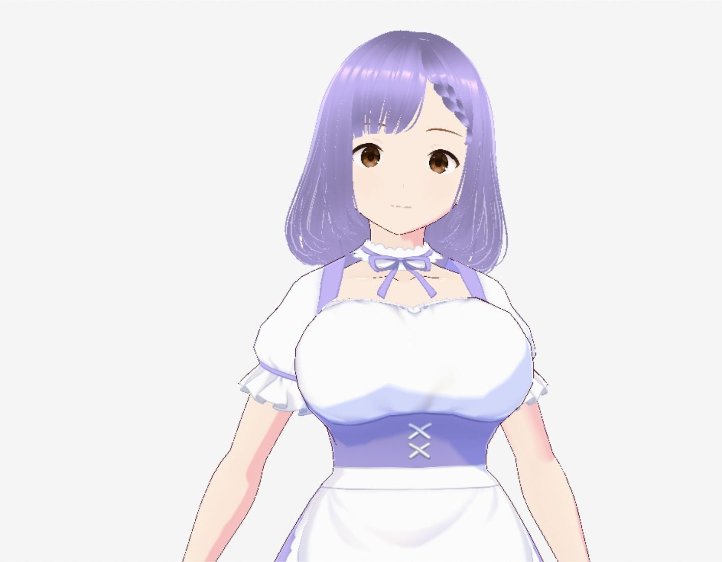 パープルヘアのメイド服のお姉さん(セリフなし 3DCGモデル イラスト集) 画像2