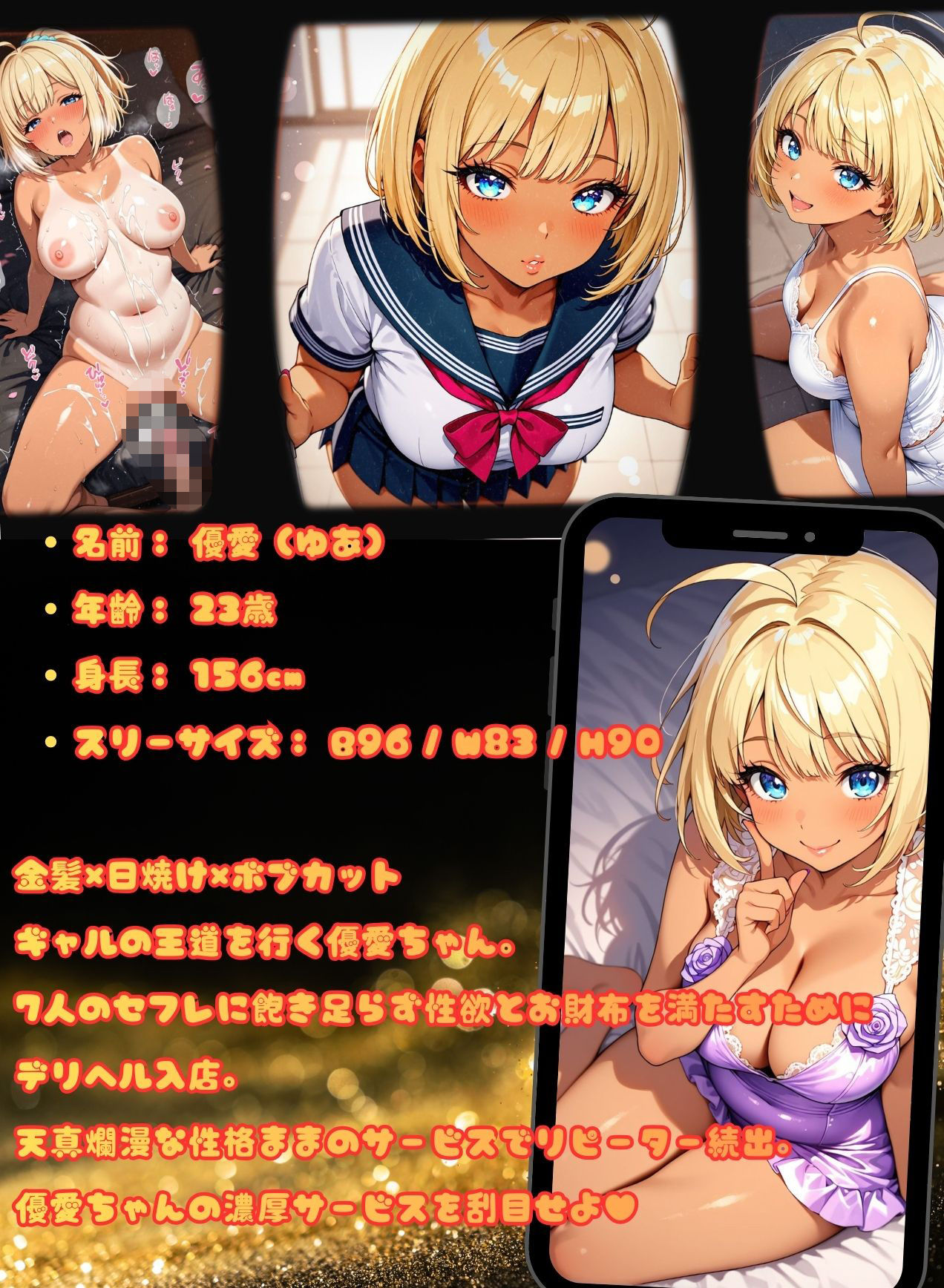 サンプル画像1:デリ嬢のオシゴト（優愛）豪華4コスチューム 極上の240分コース(エッチな本屋さん) [d_721007]