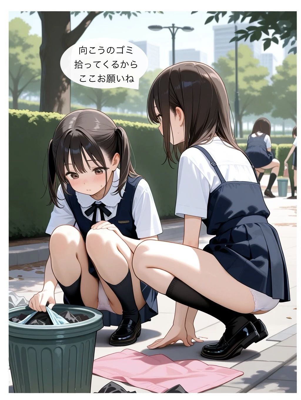 【エロ漫画】公園でゴミ拾いの校外学習1