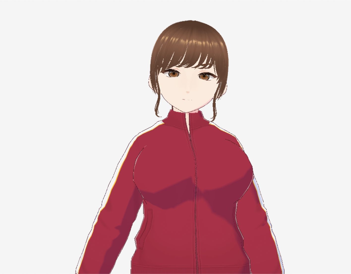 サンプル画像2:赤ジャージでポニーテールの巨乳美女（セリフなし  3DCGモデル  イラスト集）(ファンタスセレブリティ) [d_721315]