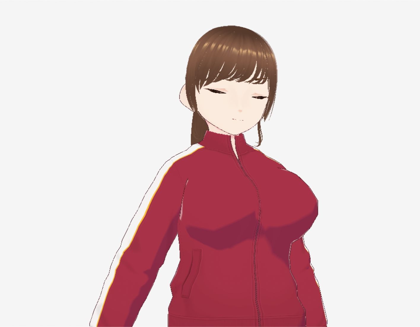 サンプル画像3:赤ジャージでポニーテールの巨乳美女（セリフなし  3DCGモデル  イラスト集）(ファンタスセレブリティ) [d_721315]