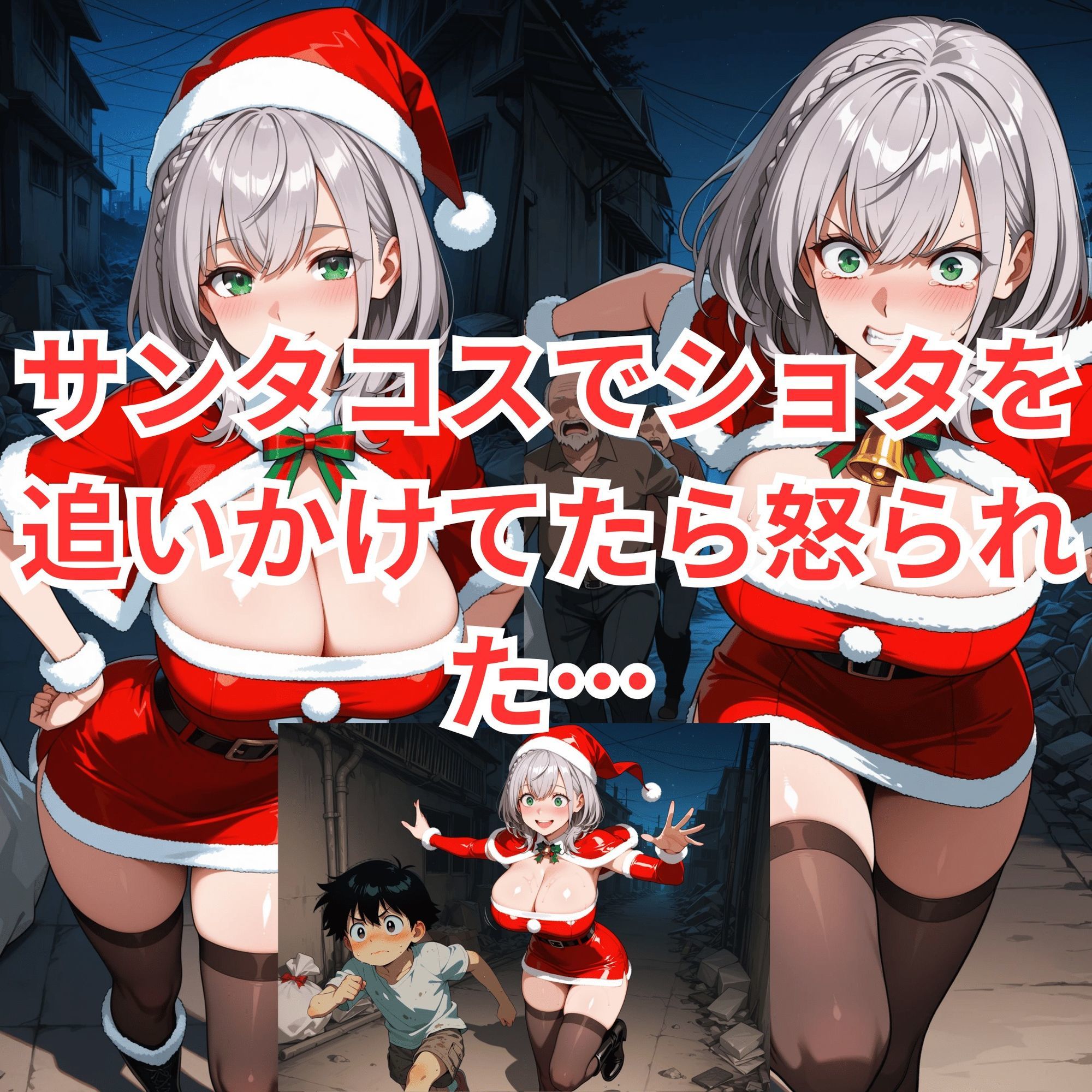 ショタ狩りしてたサンタノ〇ルをお仕置きセックス+サンタ癒月ち〇こと路地裏のおじさん達 画像1