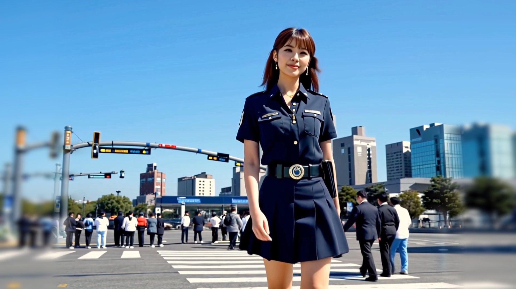 サンプル画像1:妄想 ミニスカポリス ミニスカでキックしたら、そうなります AI生成動画(Artificial Intelligence iso) [d_721658]