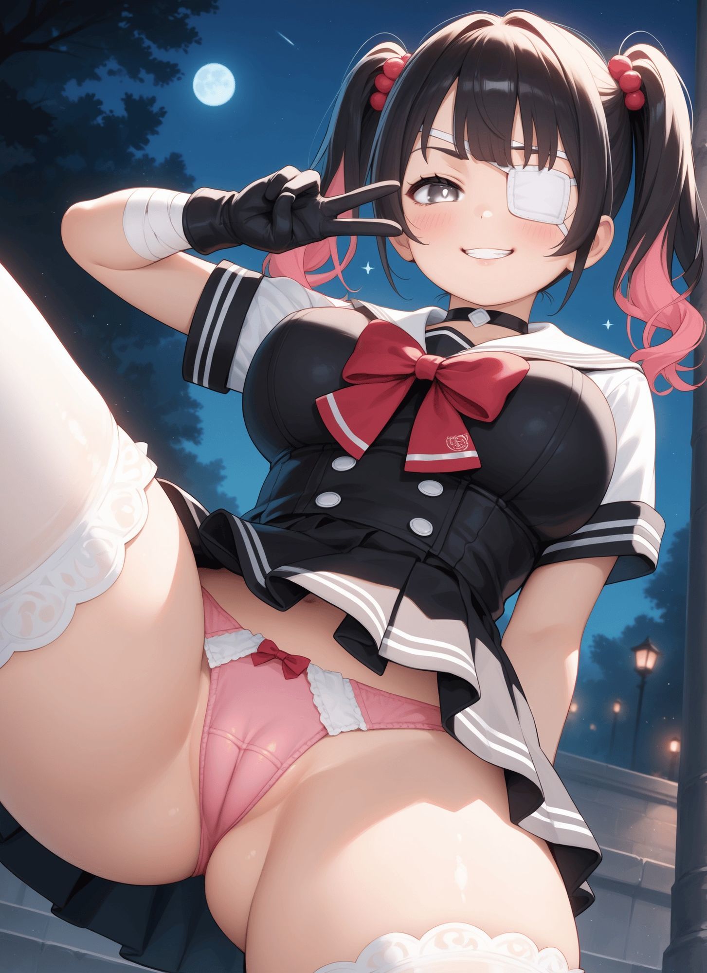 見上げた汗ばむマイクロビキニ・見上げた中二病制服パンツ・見上げたオープンクロッチパンスト制服パンツ サンプル3