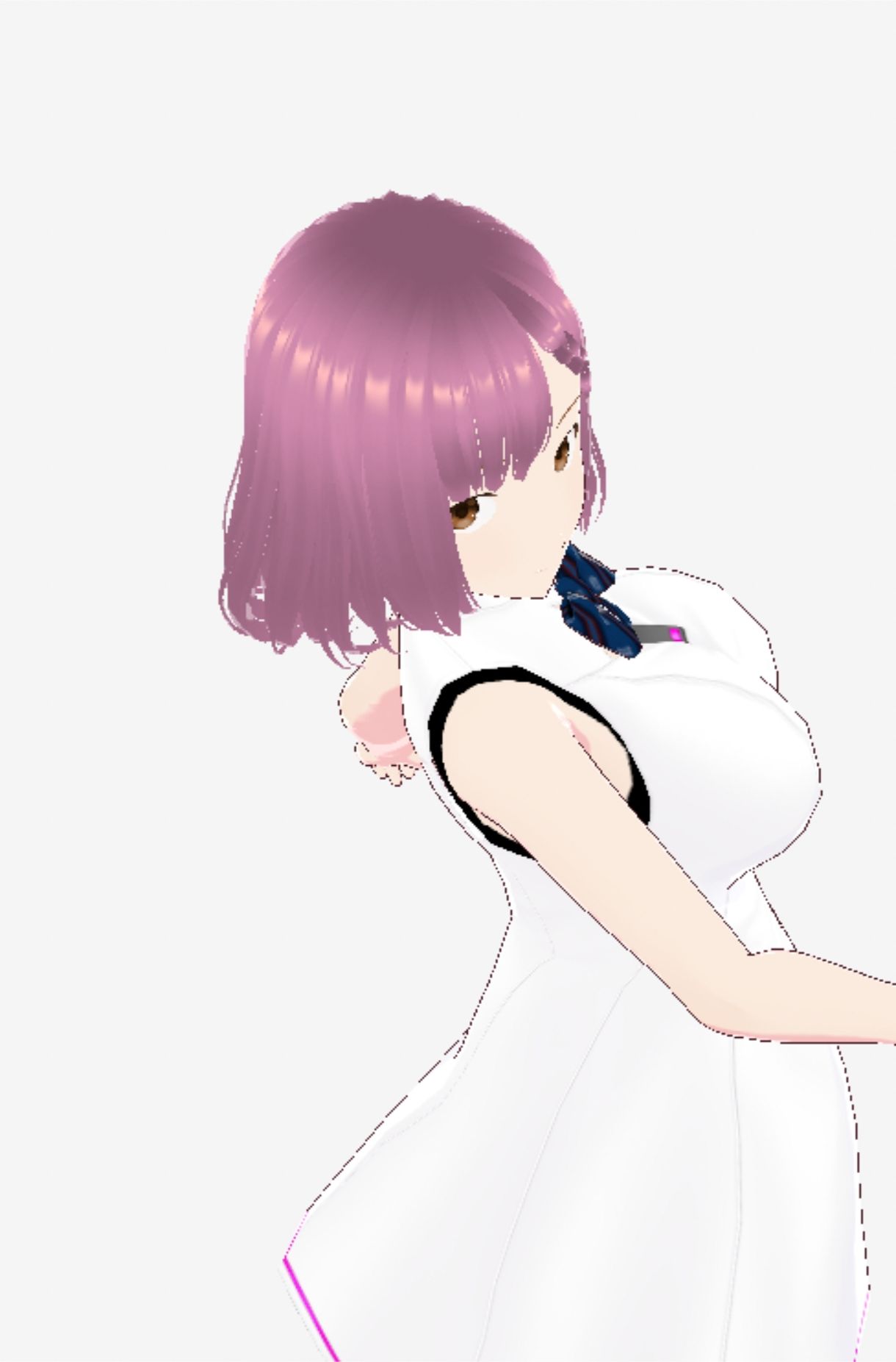 サンプル画像1:白いワンピース姿に薄いパープルヘアのお姉さん（セリフなし  3DCGモデル  イラスト集）(シックススイートナイン) [d_722235]