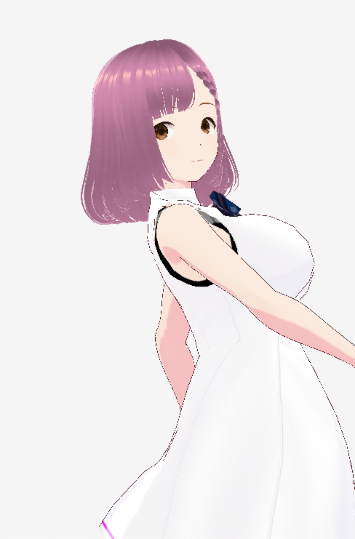 サンプル画像2:白いワンピース姿に薄いパープルヘアのお姉さん（セリフなし  3DCGモデル  イラスト集）(シックススイートナイン) [d_722235]