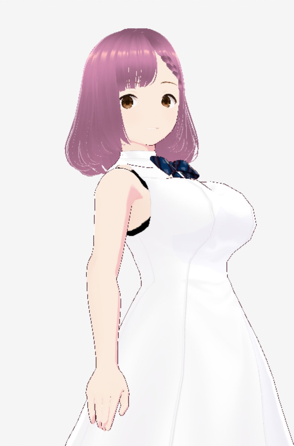 サンプル画像3:白いワンピース姿に薄いパープルヘアのお姉さん（セリフなし  3DCGモデル  イラスト集）(シックススイートナイン) [d_722235]
