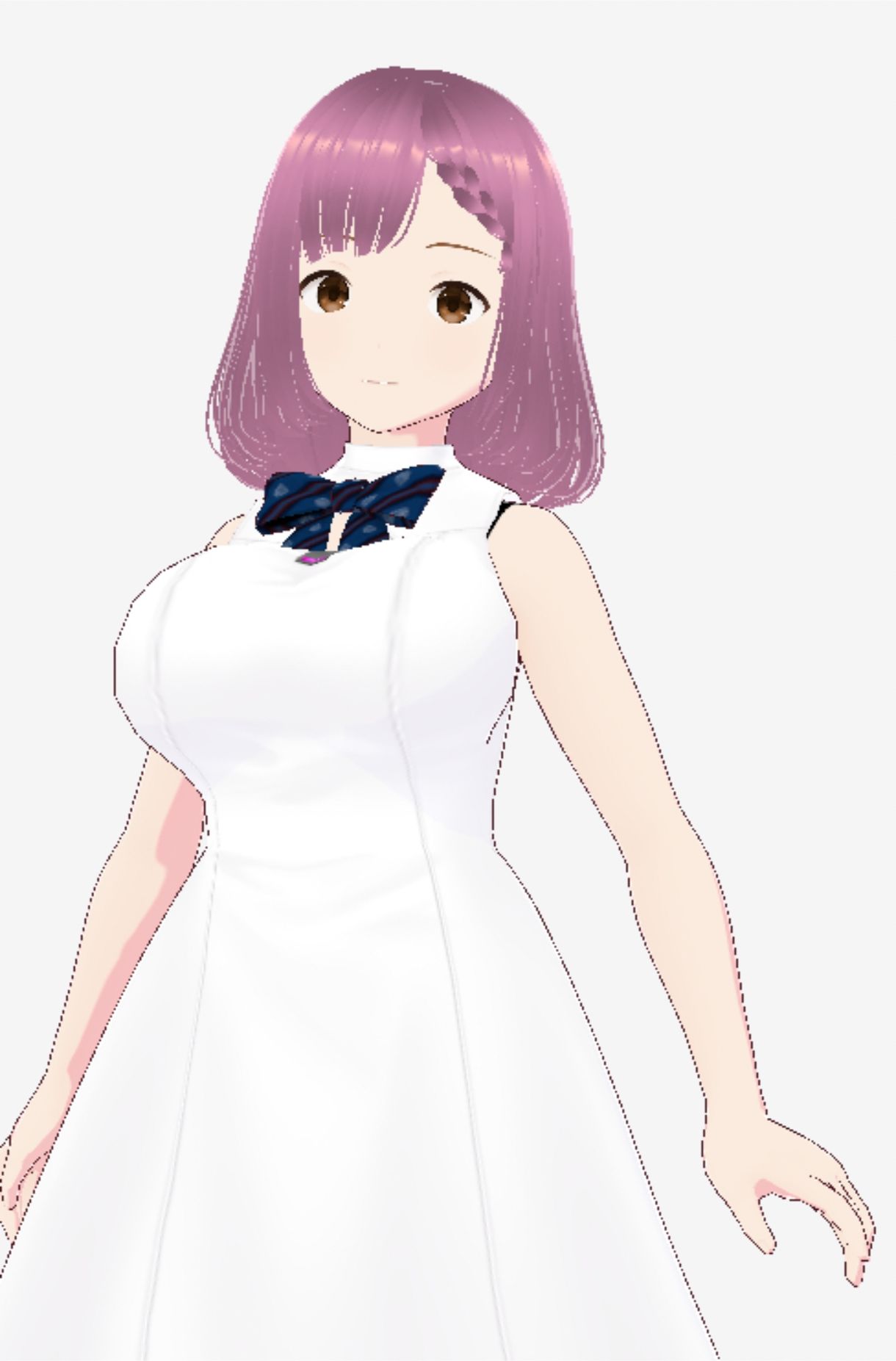 白いワンピース姿に薄いパープルヘアのお姉さん（セリフなし  3DCGモデル  イラスト集） 画像4